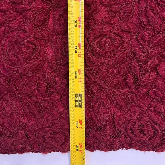 Laundry by Shelli Segal Ruched Lace Burgundy Long Sleeve Knee Length Size 12 - Picture 14 of 14